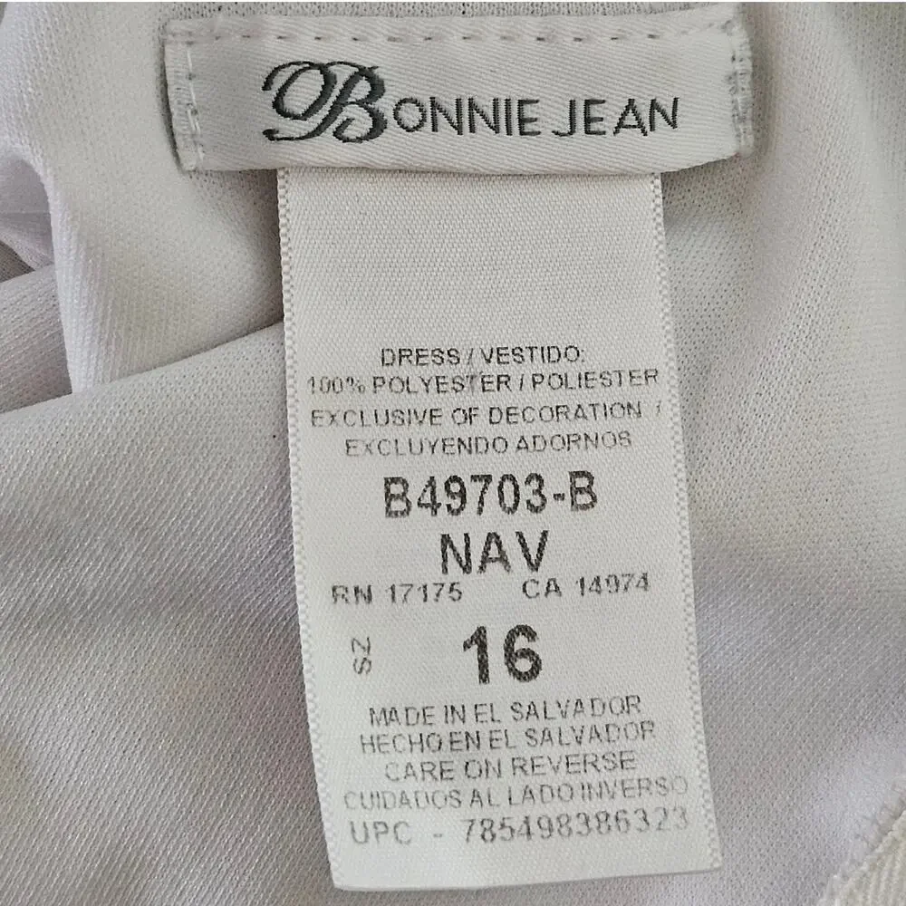 Cream and Navy Sleeveless Dress Size 16